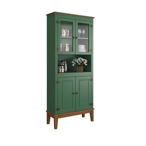 Cristaleira de Madeira Maciça 4 Portas - Verde