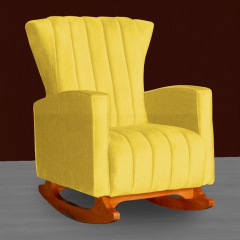 Poltrona Estofada de Balanço Melinda Suede Amarelo