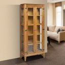 Ver imagem 1 de Cristaleira de Madeira Maciça 2 Portas - Amêndoa - Verniz