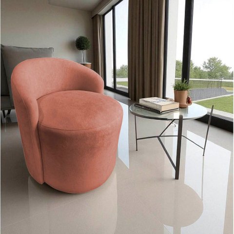Poltrona Decorativa Yara Orgânica Bouclé Terracota