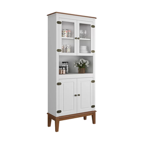 Cristaleira de Madeira Maciça 4 Portas - Branco