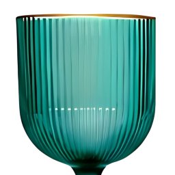 Jogo com 6 Taças Cameratta de Vidro Verde com Borda Dourada para Agua ou Suco 365ml - 7