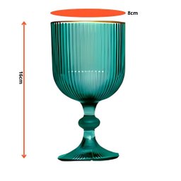 Jogo com 6 Taças Cameratta de Vidro Verde com Borda Dourada para Agua ou Suco 365ml - 2