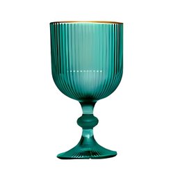 Jogo com 6 Taças Cameratta de Vidro Verde com Borda Dourada para Agua ou Suco 365ml - 3