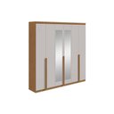 Ver imagem 6 de Guarda Roupa Casal 6 Portas (2 C- Espelho) e 4 Gavetas Alonzo New Amêndoa-off White - Lopas