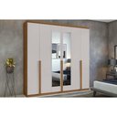 Ver imagem 1 de Guarda Roupa Casal 6 Portas (2 C- Espelho) e 4 Gavetas Alonzo New Amêndoa-off White - Lopas