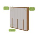 Ver imagem 4 de Guarda Roupa Casal 6 Portas (2 C- Espelho) e 4 Gavetas Alonzo New Amêndoa-off White - Lopas