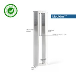 Puxador De Portas Aço Inox 80Cm Alta Qualidade - 2