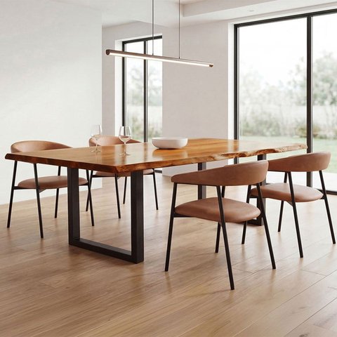 Mesa de Jantar 6 Lugares Industrial Madeira Maciça 230x90cm