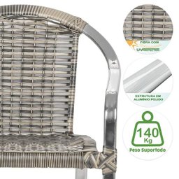 Cadeiras 3Un para Area Varanda Fibra Sintetica Sala Cozinha Jardim Sacada Pinheiro - Capuccino - 3