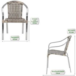 Cadeiras 3Un para Area Varanda Fibra Sintetica Sala Cozinha Jardim Sacada Pinheiro - Capuccino - 2