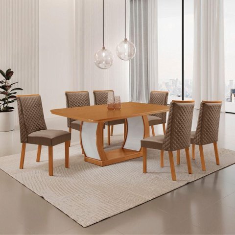 Mesa de Jantar Milena 6 Lugares Retangular MDF 180cm Moderna