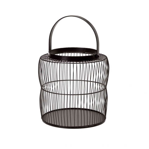Lanterna Decorativa em Metal Preto 23x22 cm - D’Rossi Lanterna Metal