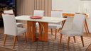 Ver imagem 1 de Mesa de jantar + 6 cadeiras Roma Anatômico tecido linho A12