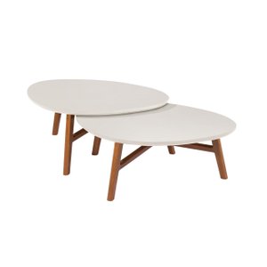 Kit Mesa de Centro Organica Manaus Base Madeira para Sala