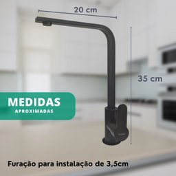 Torneira Cozinha Misturador Monocomando de Bancada Redonda Estilo Slim Industrial Alta Preta Modelo - 3