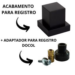 Acabamento Registro Volante Quadrado P/ Docol Metal Preto - 4