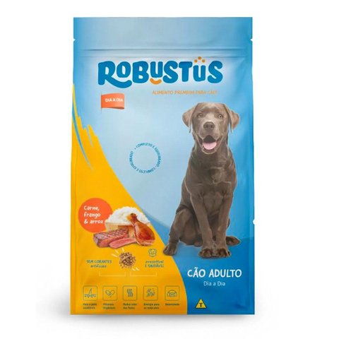 Ração Robustus Todo Dia para Cães Adultos Sabor Carne e Frango em Embalagem 25kg - sem Corantes e 21