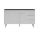 Ver imagem 1 de Kit Balcão Gabinete 138cm Carina Branco com Tampo 140cm Preto