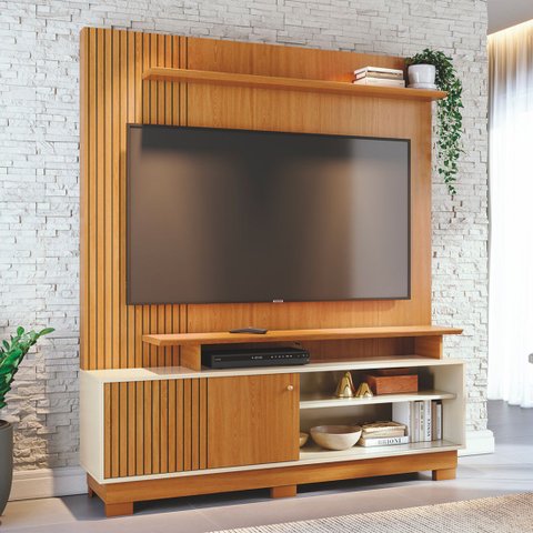 Rack Painel de Tv Frisado com Pés Ares 160cm Eras 854 Madetec