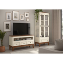 Ver imagem 2 de Rack para TV 43 Polegadas Madeira Maciça 3 Gavetas Rústico 113,8cm Off White - Apaixone & Decore