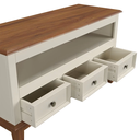 Ver imagem 3 de Rack para TV 43 Polegadas Madeira Maciça 3 Gavetas Rústico 113,8cm Off White - Apaixone & Decore