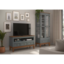 Ver imagem 2 de Rack para TV 43 Polegadas Madeira Maciça 3 Gavetas Rústico 113,8cm Cinza - Apaixone & Decore