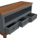 Ver imagem 3 de Rack para TV 43 Polegadas Madeira Maciça 3 Gavetas Rústico 113,8cm Cinza - Apaixone & Decore