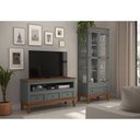 Ver imagem 6 de Rack para TV 43 Polegadas Madeira Maciça 3 Gavetas Rústico 113,8cm Cinza - Apaixone & Decore