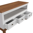 Ver imagem 3 de Rack para TV 43 Polegadas Madeira Maciça 3 Gavetas Rústico 113,8cm Branco - Apaixone & Decore