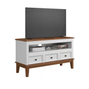 Ver imagem 1 de Rack para TV 43 Polegadas Madeira Maciça 3 Gavetas Rústico 113,8cm Branco - Apaixone & Decore