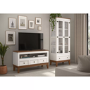 Ver imagem 2 de Rack para TV 43 Polegadas Madeira Maciça 3 Gavetas Rústico 113,8cm Branco - Apaixone & Decore