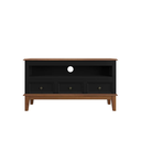Ver imagem 4 de Rack para TV 43 Polegadas Madeira Maciça 3 Gavetas Rústico 113,8cm Preto - Apaixone & Decore