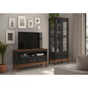 Ver imagem 2 de Rack para TV 43 Polegadas Madeira Maciça 3 Gavetas Rústico 113,8cm Preto - Apaixone & Decore