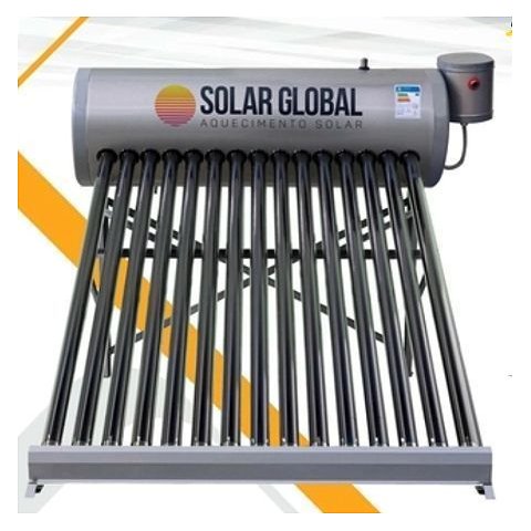 Aquecedor Solar a Vácuo Solar Global 36 Tubos 400litros Aço Inox 304 Água Tratada até 15 Banhos Dia-
