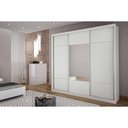 Ver imagem 3 de Guarda Roupa Casal 3 Portas de Correr (1 C/ Espelho) e 4 Gavetas Arezzo/medelim Neve - Novo
