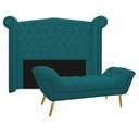 Ver imagem 1 de Kit Cabeceira 140 cm Suede + Calçadeira Madrid Azul Turquesa