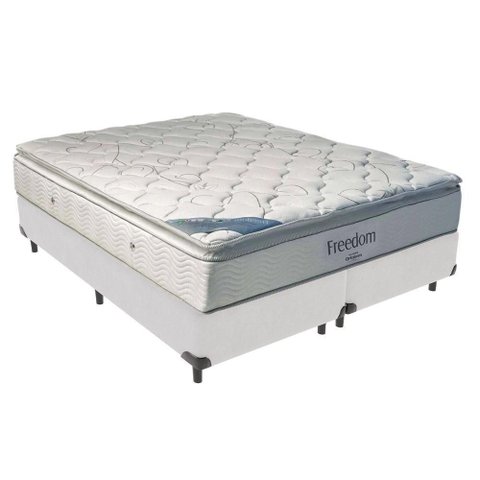 Cama Box King e Colchão Freedom Ortobom D33 Branco