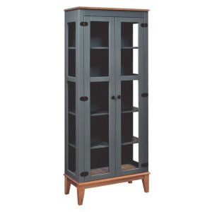 Cristaleira de Madeira Maciça 2 Portas - Cinza