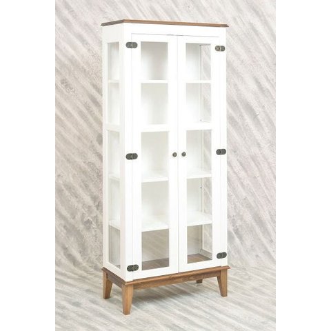 Cristaleira de Madeira Maciça 2 Portas - Branco