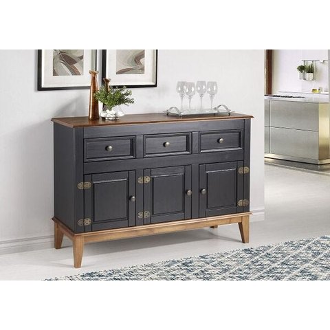 Balcão de Madeira Maciça 3 Portas e 3 Gavetas - Preto