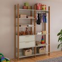 Ver imagem 1 de Closet Tw403 2 Gavetas 8 Prateleiras 100% Mdf Off White/freijó/gold - Dalla Costa