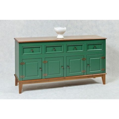 Balcão de Madeira Maciça 4 Portas e 4 Gavetas - Verde