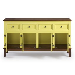 Balcão de Madeira Maciça 4 Portas e 4 Gavetas - AMARELO LEMON - 2