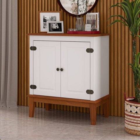 Balcão de Madeira Maciça 2 Portas - Branco