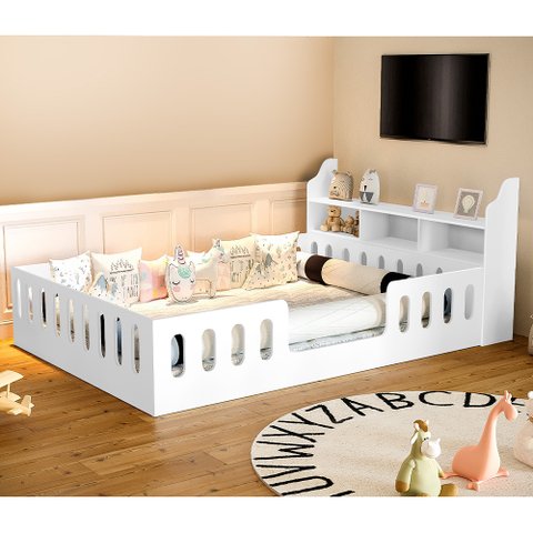Cama de Criança Infantil Casal com Nicho Helo - Branca