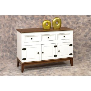 Balcão de Madeira Maciça 3 Portas e 3 Gavetas - Branco