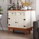 Ver imagem 1 de Balcão de Madeira Maciça 2 Portas e 2 Gavetas - Madeira Maciça e MDF - Off White