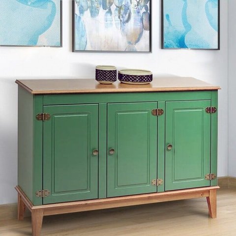 Balcão de Madeira Maciça 3 Portas - Verde