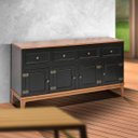 Ver imagem 1 de Balcão de Madeira Maciça 4 Portas e 4 Gavetas - Preto